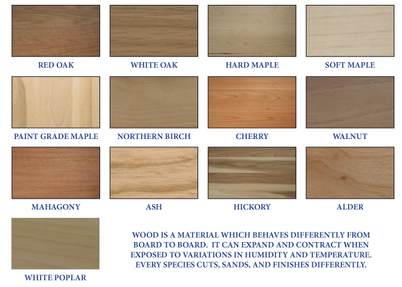 tucker bros. cabinets | wood species